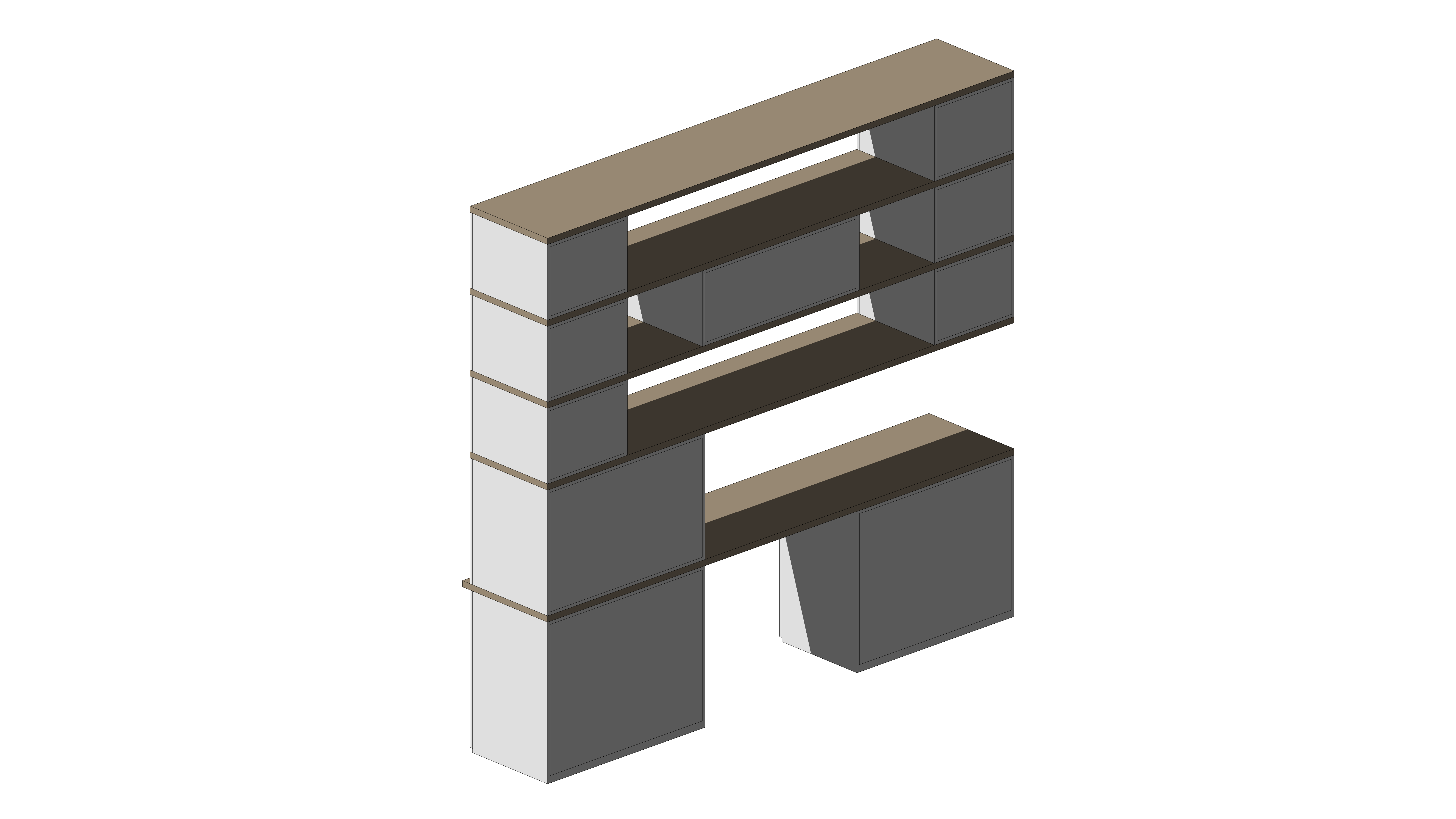 Armário de Estudo Embutido Cinza e Madeira - Image 3