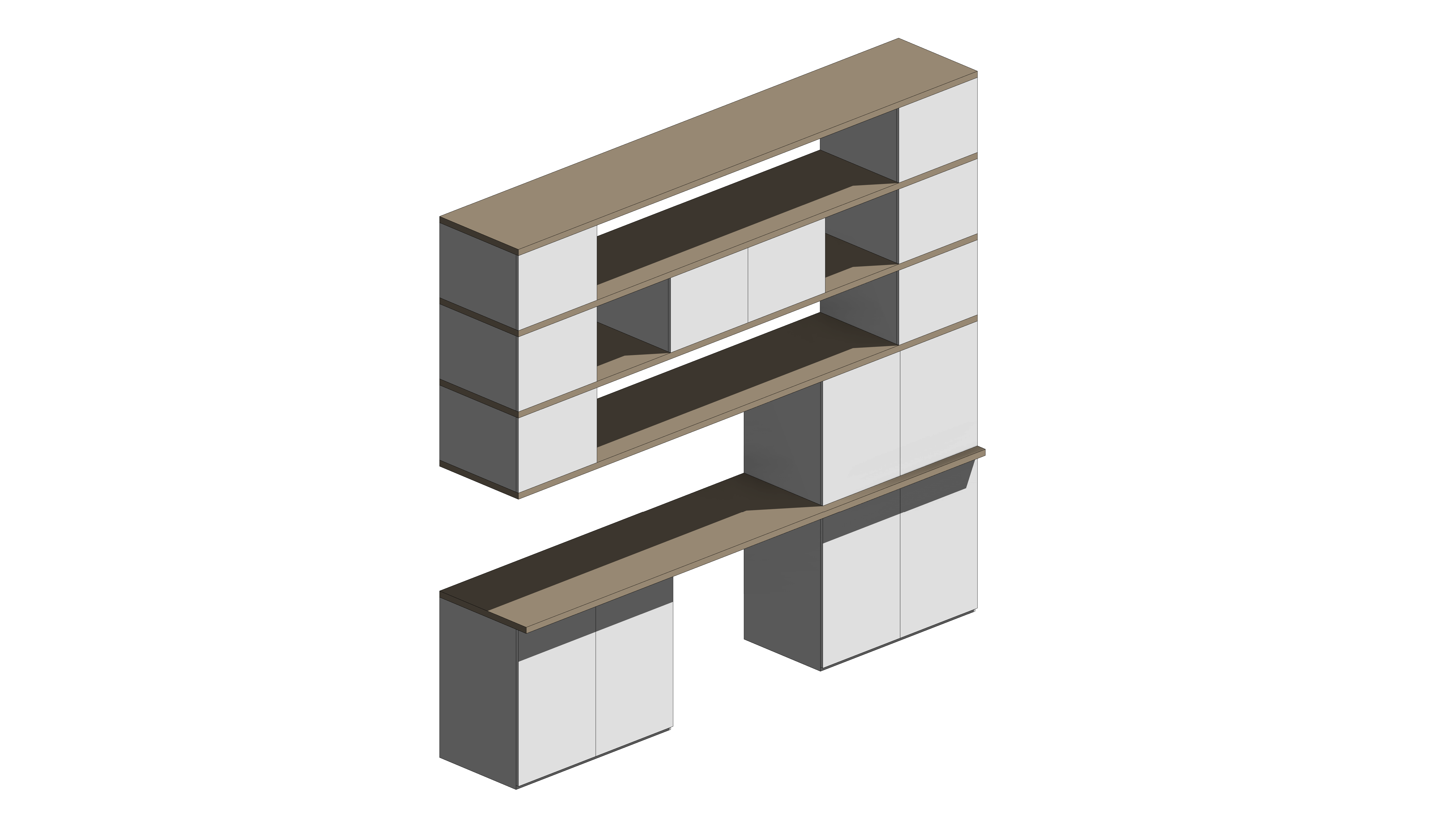 Armário de Estudo Embutido Cinza e Madeira - Image 2