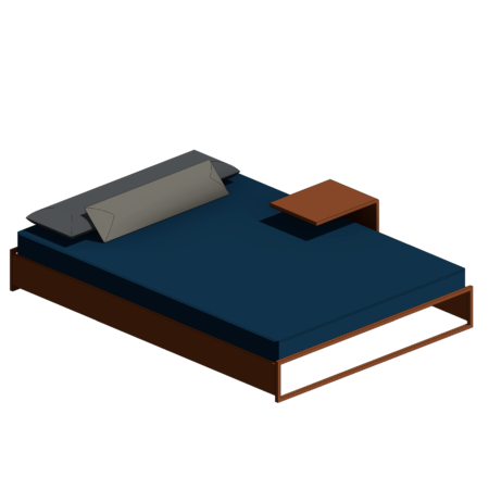 Cama com Base de Madeira e Apoio de Mesa