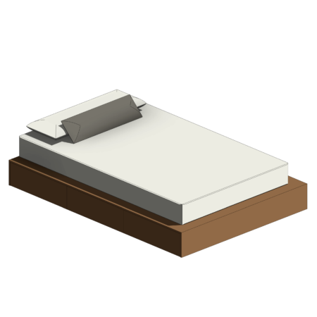 Cama com Base de Madeira e Três Gaveteiros