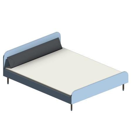 Cama com Base de Madeira Azul e Cabeceira