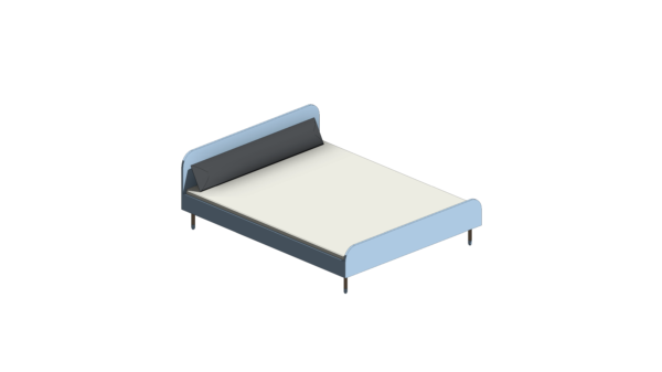 Cama com Base de Madeira Azul e Cabeceira - Image 2