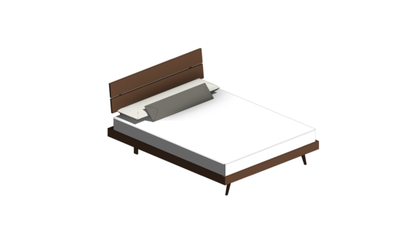 Cama com Base de Madeira Escura, Pés Palito e Cabeceira Separada Vertical - Image 2