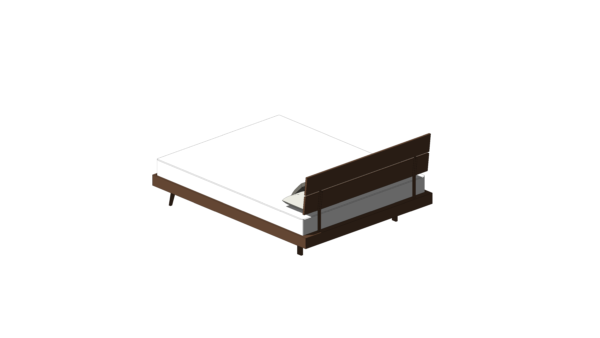 Cama com Base de Madeira Escura, Pés Palito e Cabeceira Separada Vertical - Image 4