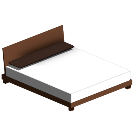Cama com Base de Material de Madeira Escura e Cabeceira