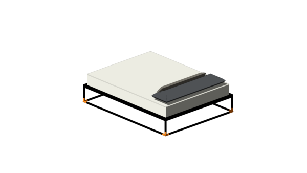 Cama com Base de Material Preto e Cabeceira - Image 3