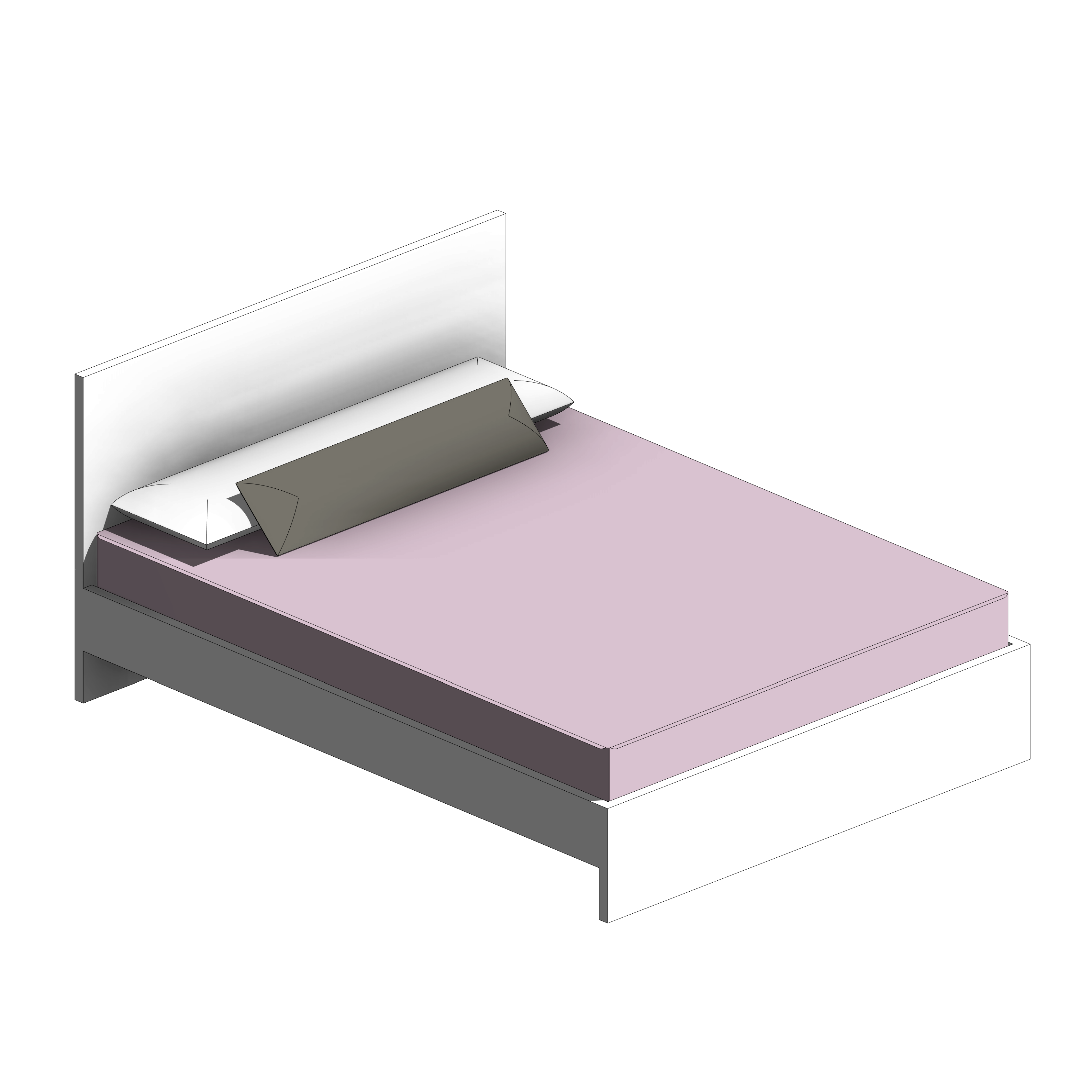 Cama Branca Básica com Cabeceira Rosa