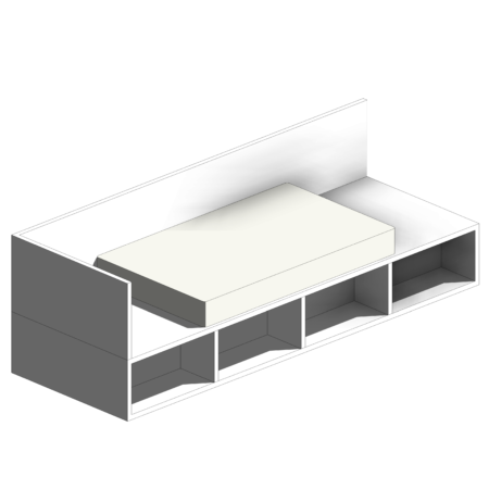 Cama Branca com Compartimentos e Colchão