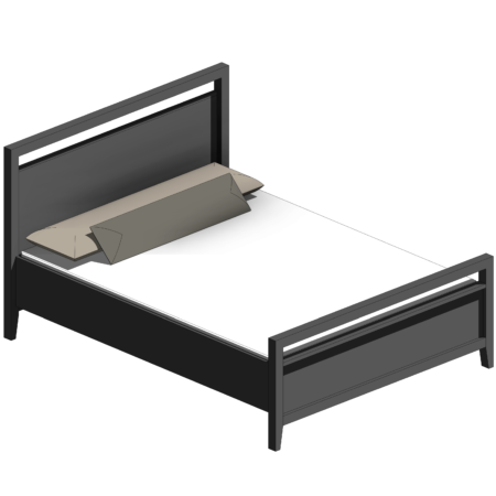 Cama com Cabeceira de Material Escuro