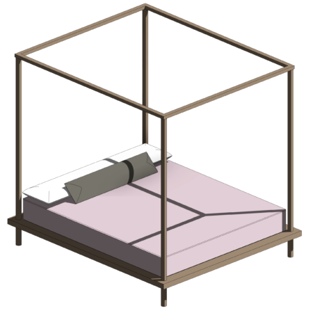 Cama com Dossel de Madeira sem Cabeceira