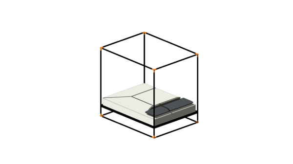 Cama com Dossel de Material Preto - Image 3