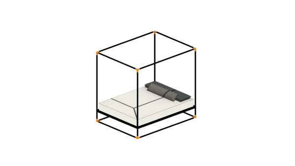 Cama com Dossel de Material Preto - Image 4