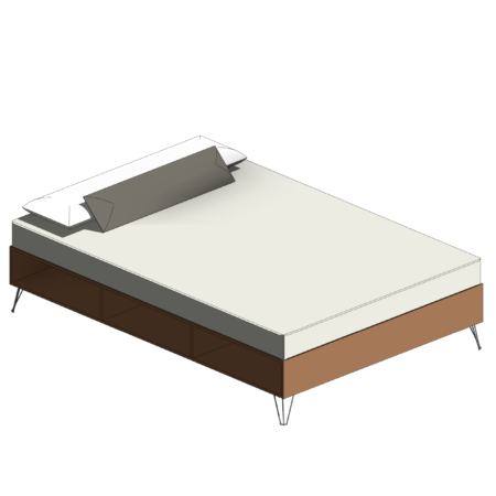 Cama de Madeira com Armazenamento e Pés de Metal