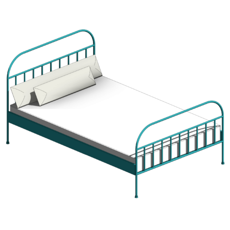 Cama de Metal Azul Única