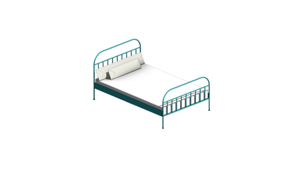 Cama de Metal Azul Única - Image 2
