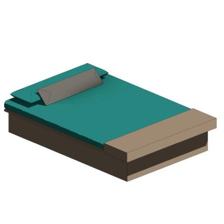 Cama Verde com Base de Madeira e Baú