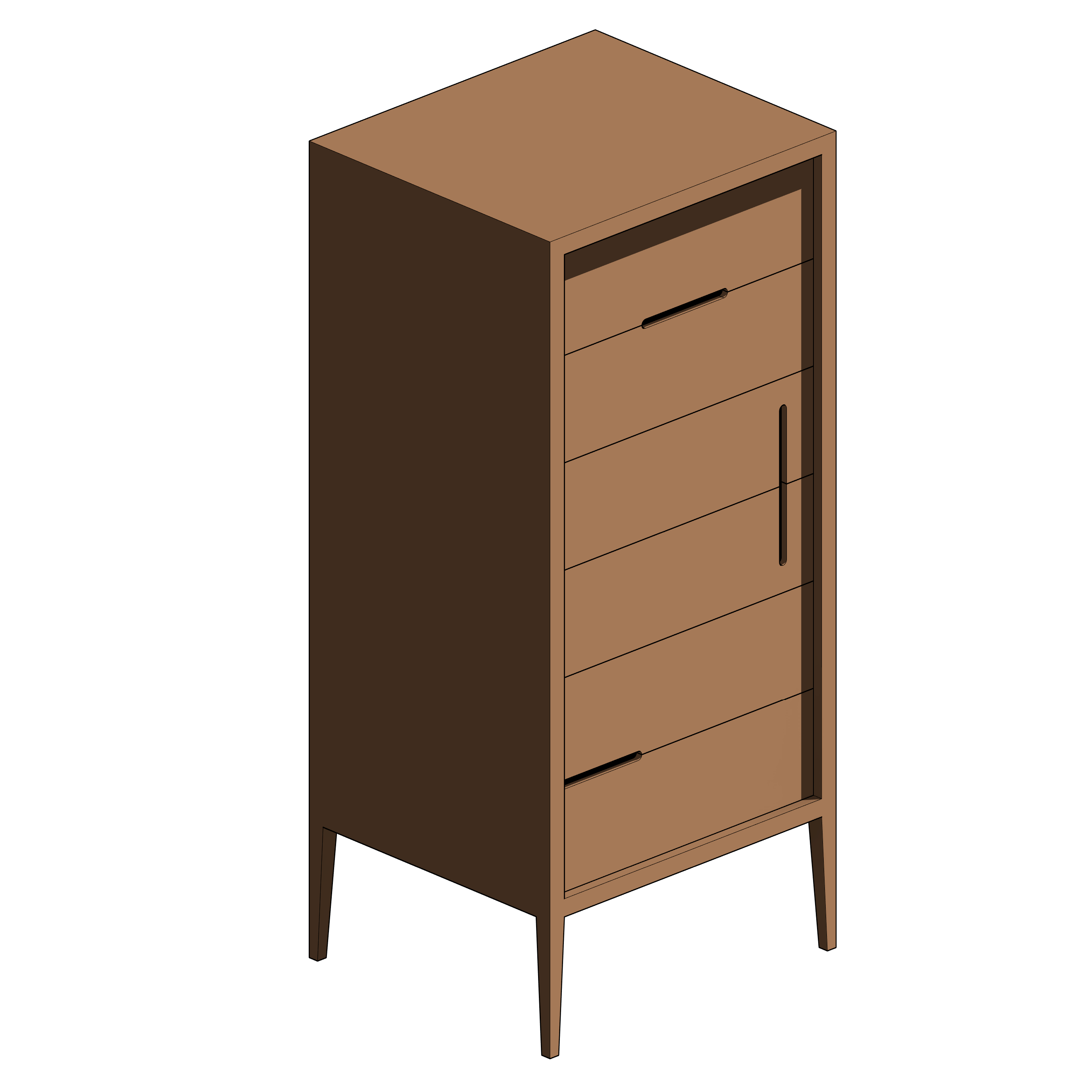 Cômoda de Madeira com Seis Gavetas e Puxadores Vazados Aleatórios