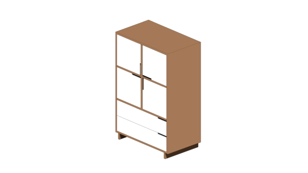 Cômoda de Material Branco com Madeira, Quatro Portas e Duas Gavetas - Image 3