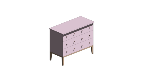 Cômoda de Material Claro com Seis Gavetas Retilíneas - Image 2