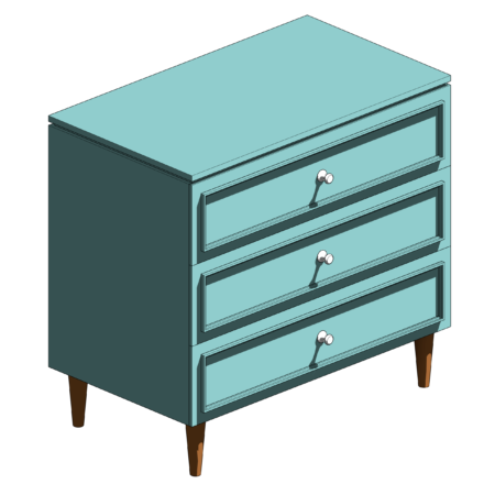 Cômoda de Material Verde com Três Gavetas Boiserie