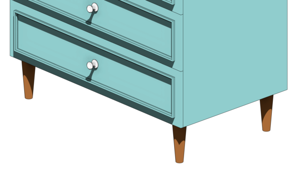 Cômoda de Material Verde com Três Gavetas Boiserie - Image 6