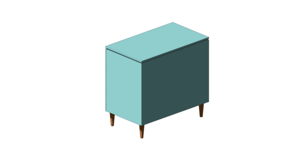 Cômoda de Material Verde com Três Gavetas Boiserie - Image 4