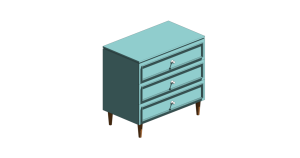Cômoda de Material Verde com Três Gavetas Boiserie - Image 2