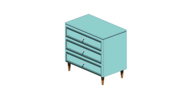 Cômoda de Material Verde com Três Gavetas Boiserie - Image 3
