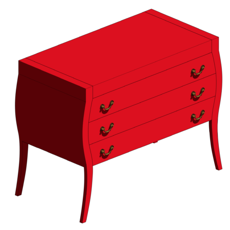 Cômoda de Material Vermelho com Puxadores Rústicos