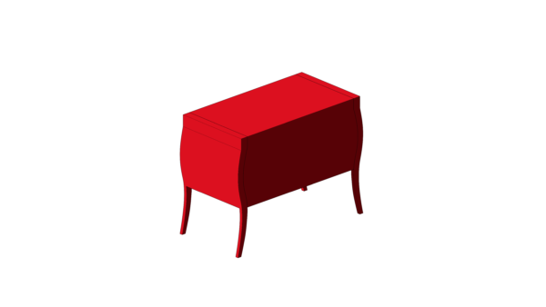 Cômoda de Material Vermelho com Puxadores Rústicos - Image 4