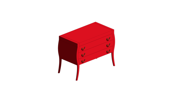 Cômoda de Material Vermelho com Puxadores Rústicos - Image 2