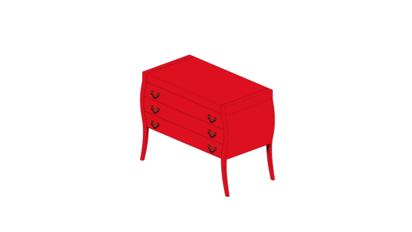 Cômoda de Material Vermelho com Puxadores Rústicos - Image 3