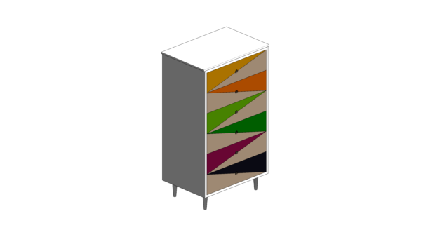 Cômoda Padrão Geométrica com Seis Gavetas - Image 2