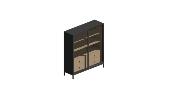 Cristaleira Preta com Portas de Vidro - Image 2