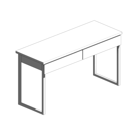 Escrivaninha com Material Branco, Duas Gavetas e Apoio Lateral