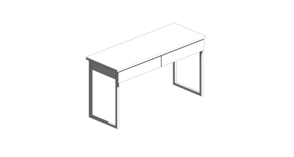 Escrivaninha com Material Branco, Duas Gavetas e Apoio Lateral