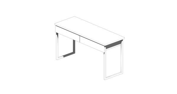 Escrivaninha com Material Branco, Duas Gavetas e Apoio Lateral - Image 3