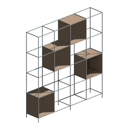 Estante de Cubos de Metal e Madeira (Caixa)