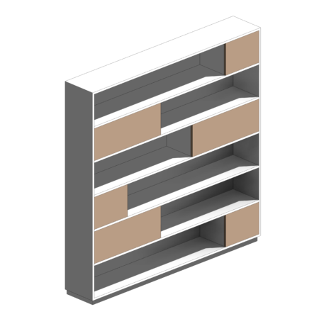 Estante de Material Branco com Portas de Correr de Madeira