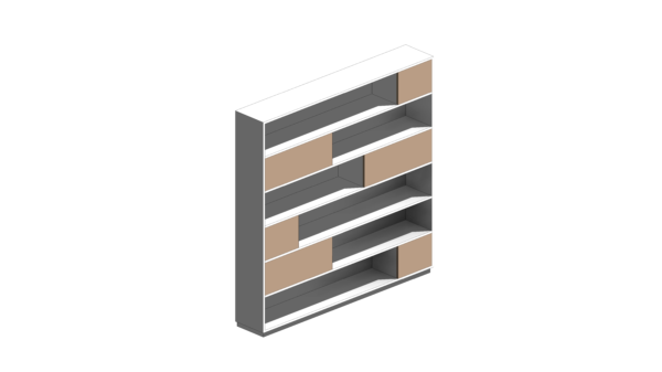 Estante de Material Branco com Portas de Correr de Madeira - Image 2