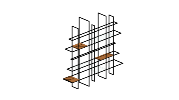 Estante de Metal, Vidro e Madeira com Design Irregular - Image 2