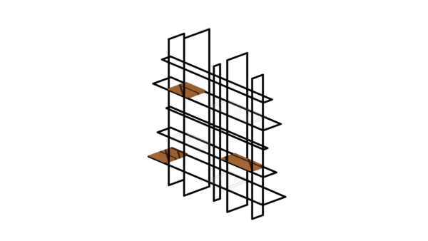 Estante de Metal, Vidro e Madeira com Design Irregular - Image 4