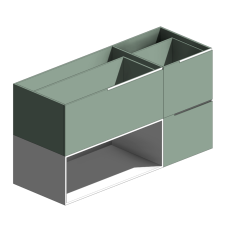 Gabinete de Material Cor Oliva com Três Gavetas