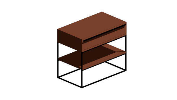 Mesa de Cabeceira com Gaveta Única em Madeira Escura e Base Elevada em Metal - Image 2