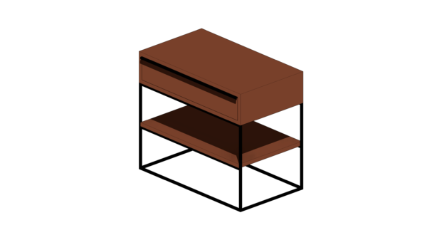 Mesa de Cabeceira com Gaveta Única em Madeira Escura e Base Elevada em Metal - Image 3