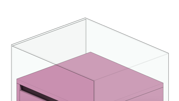 Mesa de Cabeceira Rosa com Gaveta Única Revestida em Vidro e Base Fixa - Image 5