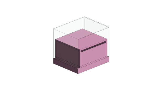 Mesa de Cabeceira Rosa com Gaveta Única Revestida em Vidro e Base Fixa - Image 2