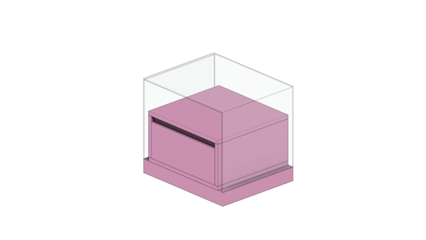 Mesa de Cabeceira Rosa com Gaveta Única Revestida em Vidro e Base Fixa - Image 4