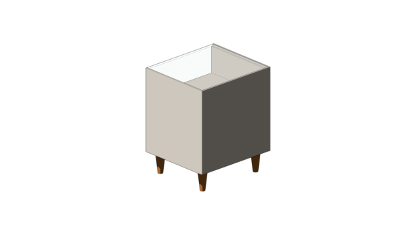 Mesa de Cabeceira com Tampo de Vidro, Cor Neutra e Pés em Madeira - Image 3