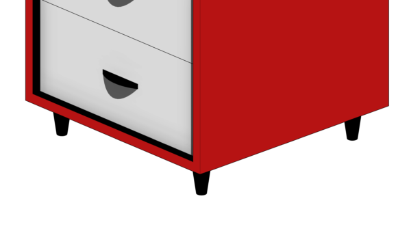 Mesa de Cabeceira Vermelha com Gaveta Dupla e Base Palito - Image 6